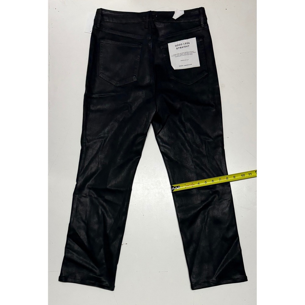 Good American Good Legs Straight Black Wax Coated Jeans Size 12 31 New w Tags - Picture 6 of 6
